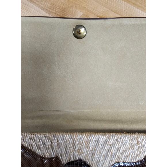 Carlo Fiori Vintage Envelope Straw & Snakeskin Clutch W/ Snap Closure - Picture 11 of 12